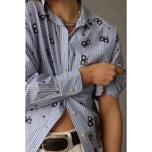 Anthropologie Maeve Button Down Bow Shirt Size Small *NEEDS REPAIR*